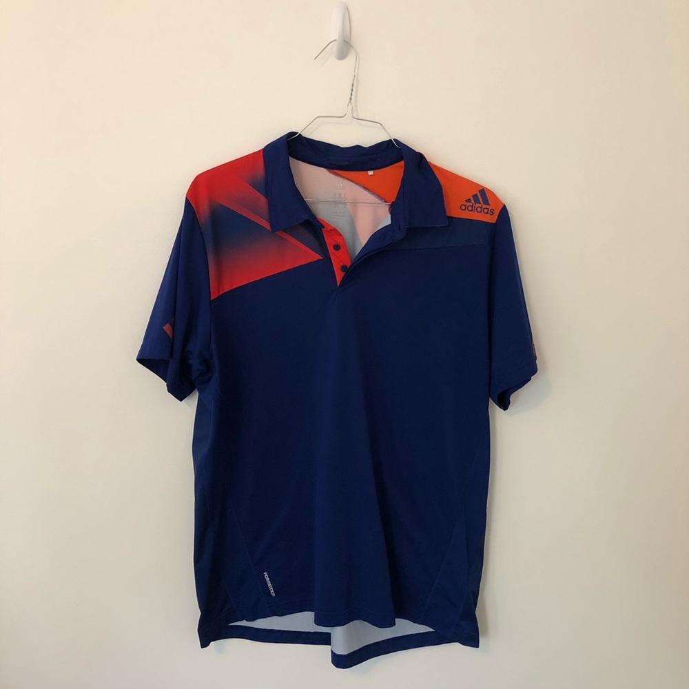 SALE Adidas Men Climacool Blue and Orange Polo XL